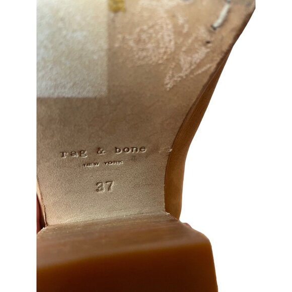 Rag & Bone Newbury Suede Leather Ankle Boots Size 37 Tan Brown - Picture 6 of 7